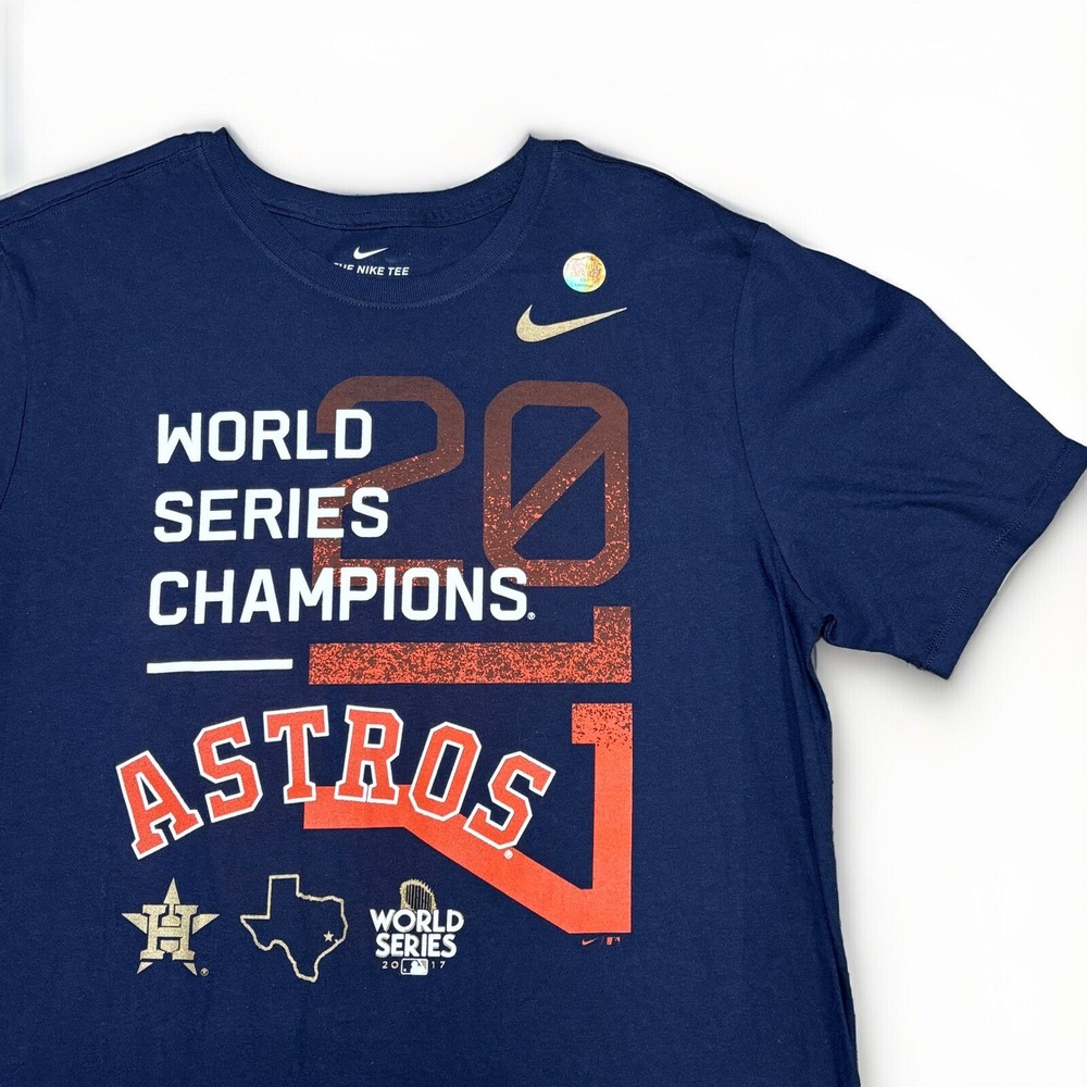 NIKE Houston Astros 2017 World Series Champions T-Shirt NAVY Size LARGE‎
